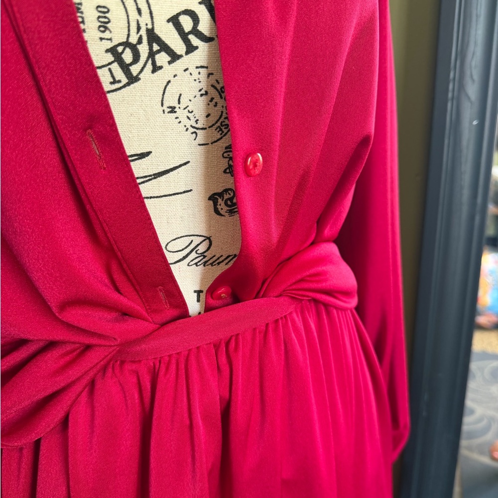Vintage Halston Heritage Bold Fuchsia Long Sleeve Dress 2piece - Picture 5 of 11